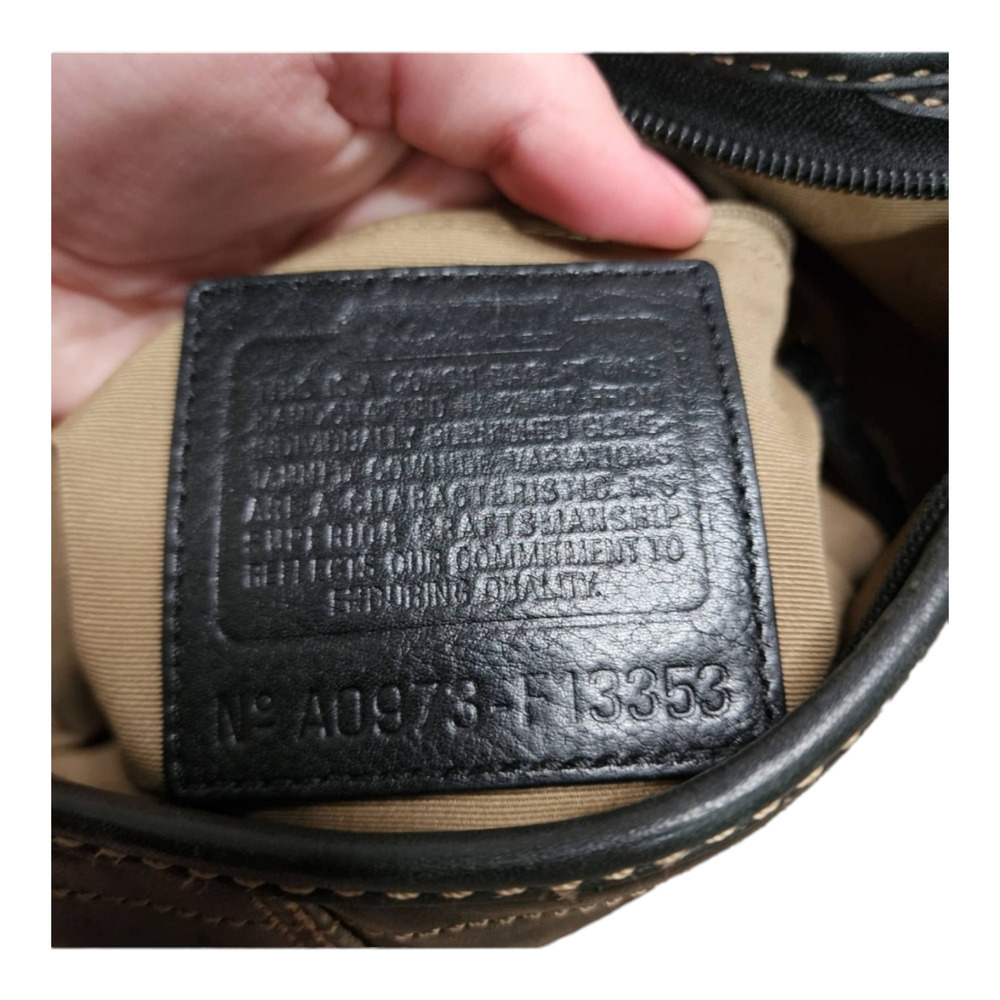 COACH Black Leather Duffle w Exterior Zipper Pocket Crossbody to Shoulder Strap - Picture 8 of 11